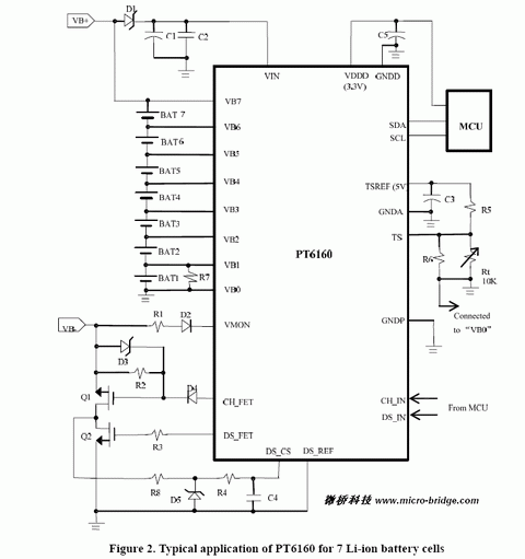 PT6160-3~7节锂电池充放电管理IC(带I2C接口,电池平衡)